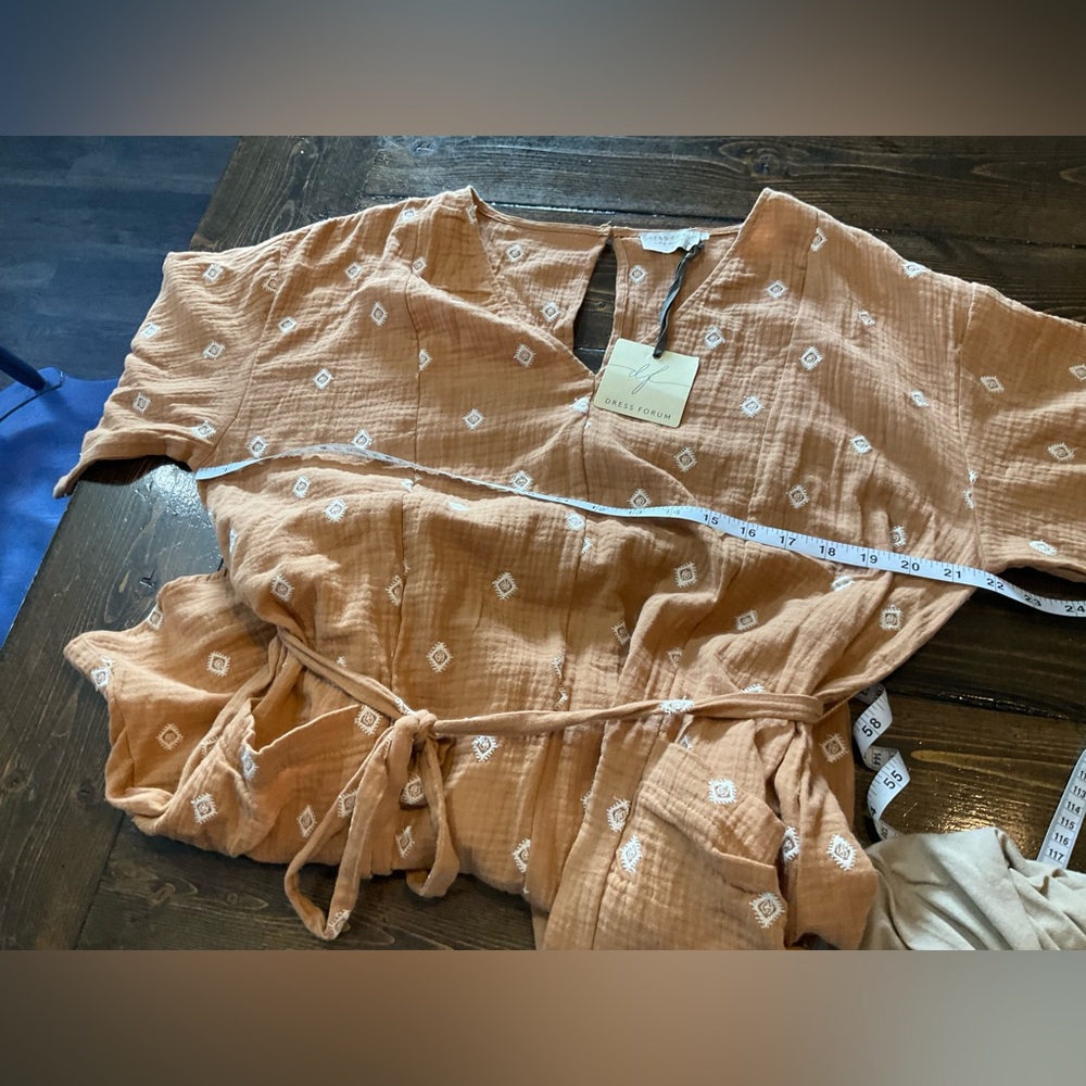 BOHO STYLE Brown Romper with White Pattern NWT - Picture 4 of 7
